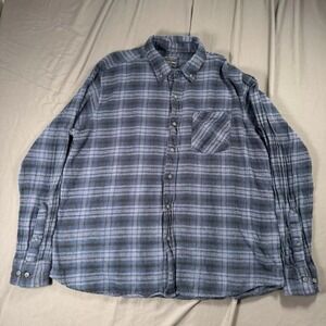 Jackson Hole Long Sleeve Button-Down Pocket Shirt Flannel Plaid Blue XL